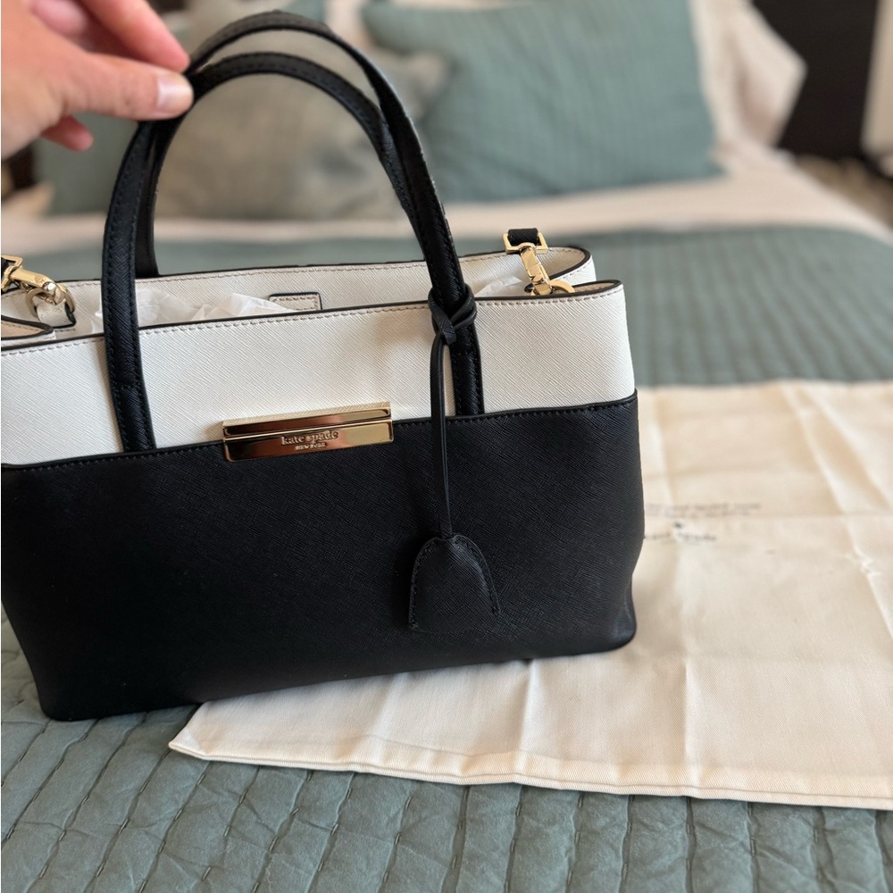 Kate Spade Black and White Satchel with Gold Detailing